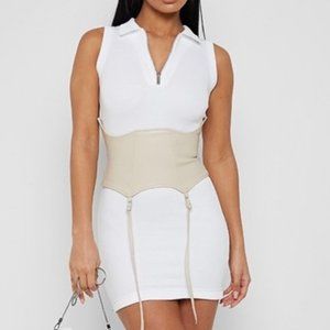 Manière De Voir - Polo Dress with Suspender Corset (WHITE)